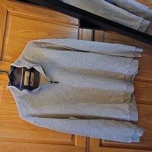 Men's Quarter Zip Gray Sweater, Sz L
